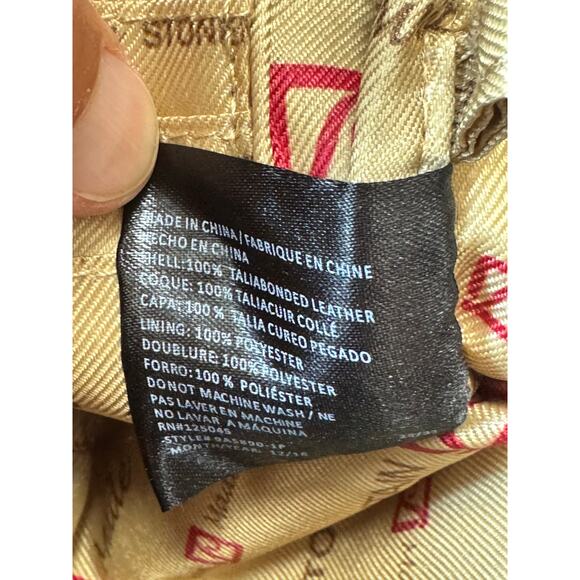 STONEMOUNTAIN HAND bag/purse, small Wristlet; LEATHER, White with teal stripe - Picture 9 of 9